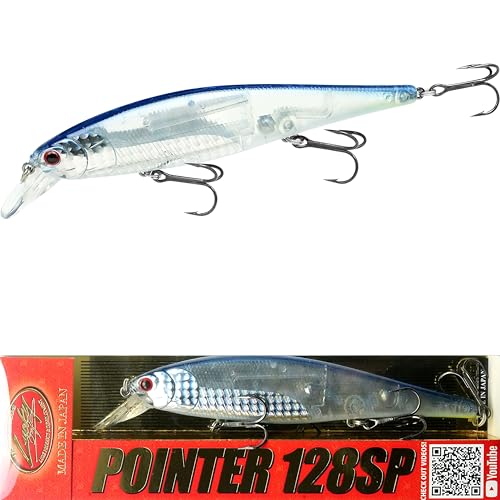 LUCKY CRAFT Pointer 128SP, Freshwater Lake Bass Fishing Lure, Jerkbait, Suspending, Fishing Gear, Fishing Accessories, Fishing Tackle - color: 569 Lens OB Crystal Pro-Blue Chart