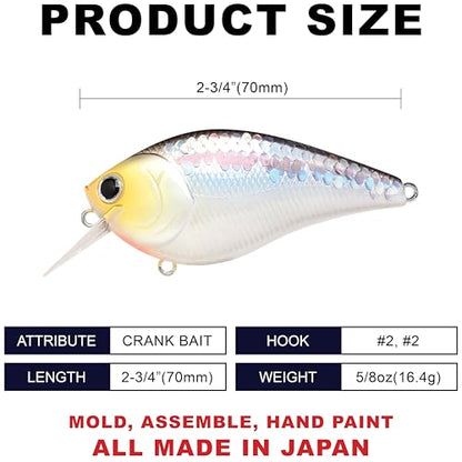 LUCKY CRAFT LC 2.5 Silent Crankbait Fishing Lures, 2-3/8” Squarebill Crankbait, Bass Lures, Floating 4ft Depth Hard Bait, Champion Freshwater Fishing Gear and Tackle Box Accessories - color: 424 MS Impulse Shad