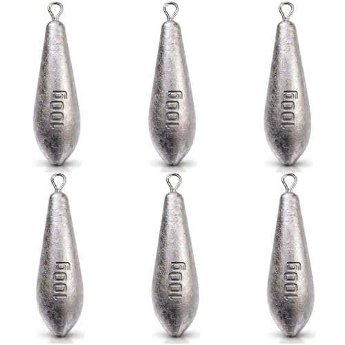 Teardrop Drop Shot Sinkers – Lead Fishing Weights & Sinkers for Bass, Catfish & Surf Fishing – Freshwater & Saltwater – 10 Sizes 1/2oz to 7oz, More Per Pack - style: 100g/3.5oz – 6pcs