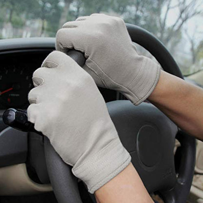 JIAHG Women Men's Driving Gloves Summer UV Sun Glove Non Slip Touchscreen Cotton Gloves Outdoor Sunblock Mittens for Cycling - color: Cotton-grey Full Finger