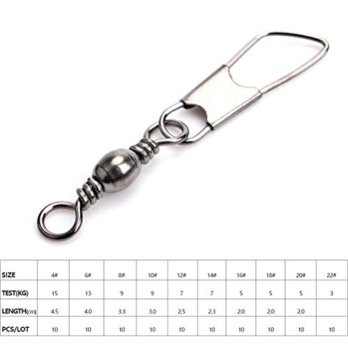 30pcs Eight-Character Fishing Rolling Swivels Fishing Hook Connector Tackle Fishing Rolling Rings (Silver Size 4) - size: 8