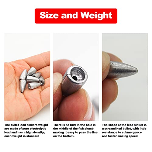Fishing Weight Sinkers, 50pcs/55pcs Lead Worm Weights Fishing Sinkers for Bass Fishing Texas Rigs(2g/3.5g/5g/7g) - color: 5g/0.17oz-50pcs