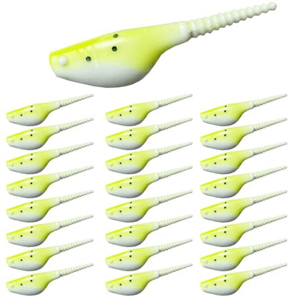 Crappie Lures Kit - Soft Plastic Lures for Trout, Bass, Panfish & Bluegill - 24 Packs - color: Yellow-white