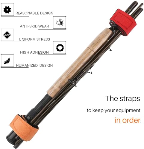 6 Pcs Fishing Rod Wrap Pole Straps Hook And Loop Fishing Rod Belts Ties For Casting Rods Fly Rod Stretchy Fixing Strap 3 Colors (2 Red, 2 Blue, 2 Black)