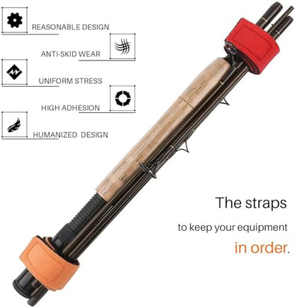 6 Pcs Fishing Rod Wrap Pole Straps Hook And Loop Fishing Rod Belts Ties For Casting Rods Fly Rod Stretchy Fixing Strap 3 Colors (2 Red, 2 Blue, 2 Black)
