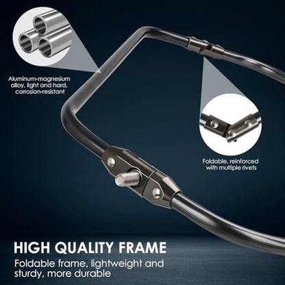THKFISH Folding Aluminum Fishing Landing Net with Extra Long Telescoping Pole Handle,Extend to 82-157 Inches (98” Telescopic Handle/17.7” Hoop Size), Blcak