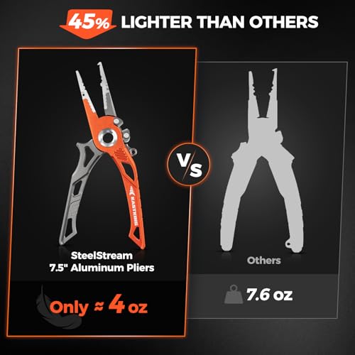 KastKing AlumaStream 7.5" Aluminum Fishing Pliers, Hook Remover, Split Ring Pliers, Fishing Gear, Fishing Gifts for Men, Corrosion-Resistant Saltwater & Freshwater Pliers, 17-4 Stainless Steel Jaws - size: A：7.5" Aluminum Plier