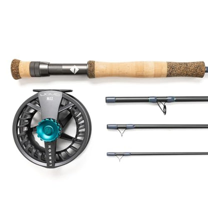 LAMSON | Liquid Max Combo Fast Action Fly Fishing Rod and Reel | Saltwater + All Water | Cordura Travel Tube & Padded Reel Case | 9 Foot 4-Piece | Fighting Butt | Fly Line Not Included - size: 9 wt