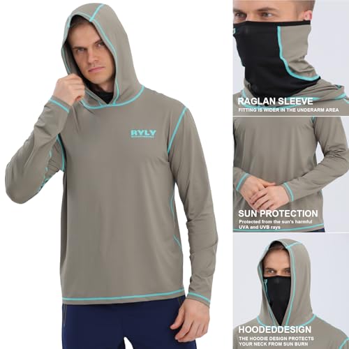 Fishing Shirts for Men,Long Sleeve Rash Guard Shirts Sun Protection Hoodie Athletic Running Hiking Shirt 1/2 Packs - color: Black/Army Green, size: Large