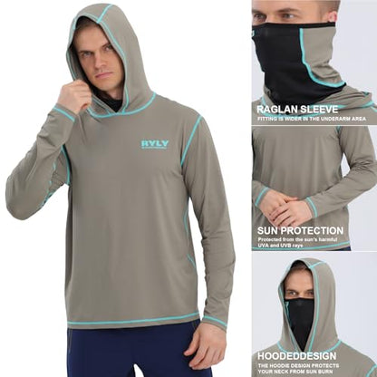 Fishing Shirts for Men,Long Sleeve Rash Guard Shirts Sun Protection Hoodie Athletic Running Hiking Shirt 1/2 Packs - color: Black/Army Green, size: Large