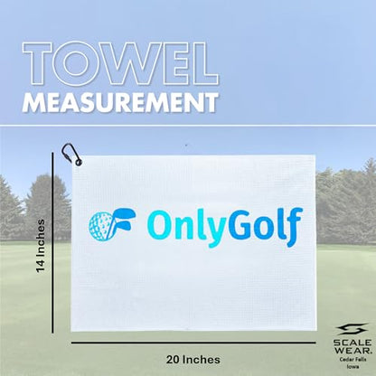 OnlyGolf Funny Microfiber Golf Towel – Large 14" x 20" Clip for Golf Bags Clubs Balls Perfect Golf Gag Gift Enthusiasts Waffle Men Premium Carabiner (White OnlyGolf) - color: White Onlygolf