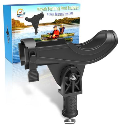 Huntury Kayak Track Fishing Rod Holder with Rubber Strap Easy Adjust and Remove, Compatible with Baitcasting and Spinning Reels, Track Mount Accessories, Kayak Fishing Accessories - color: Pack Of 1