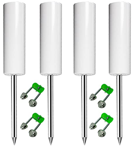 Fishing Rod Holder, 4 Pack Fishing Pole Holders Ground, Rod Holders for Bank Fishing, Beach Support Stand Reinforced PVC, 4 Free Alarm Bells - style: White