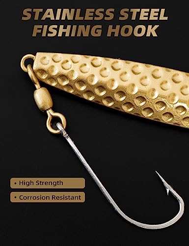 BLUEWING Hammered Diamond Jig Fishing Lures for Saltwater 3oz, 5oz, 8oz, 10oz, 12oz, 16oz Deep Sea Sinking with Stainless Steel Hook, 1pc - color: Gold, size: 12oz
