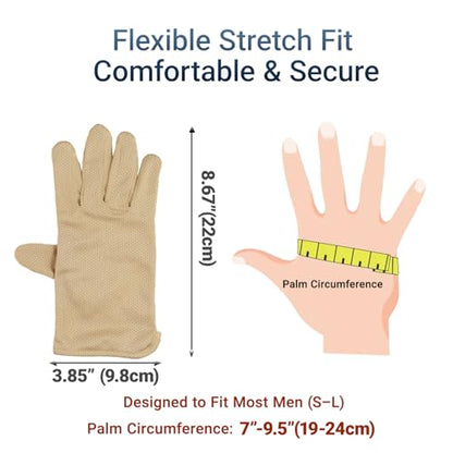 Men Summer Driving Gloves Breathable UV Sun Gloves Light Weight Cotton Gloves - color: Khaki