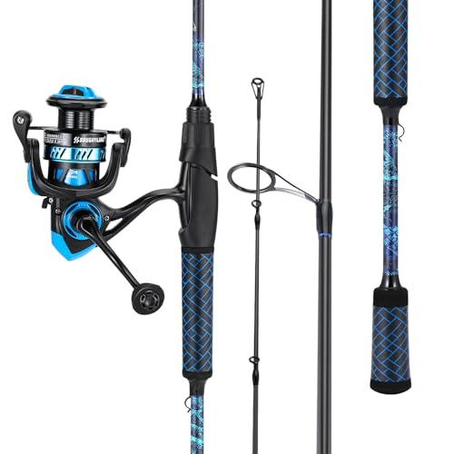 Sougayilang Spinning Combo – 5.2:1 Gear Ratio, 11+1 Bearings, IM7 Graphite 2-Piece Rod, 6'/7' M Power, Stainless Steel Guides for Bass, Walleye, Trout - size: 6'0''