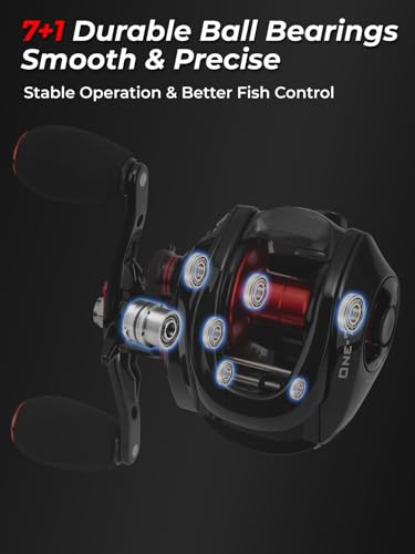 Jenseits Baitcasting Reel 7.3:1 High Speed Bass Baitcaster, Drag Clicker Version, Low Profile Casting Reel with 7+1 Bearings, 17.6LB Drag Magnetic Brake System - color: 7.3:1-Left