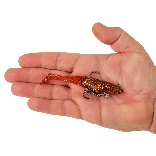 Berkley PowerBait Saltwater Pre-Rigged Cullshad Fishing Soft Bait - color: Root Beer Gold, size: 4 in (0.5 oz)