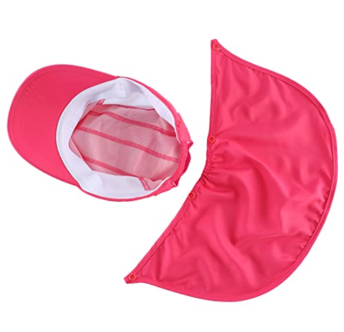 Connectyle Kids Sun Hat with Removable Neck Flap UPF 50+ Sun Protection Baseball Cap Summer Beach Sun Hats 3-6 Years - color: Hot Pink