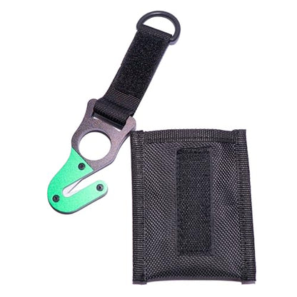 Premium Aluminum Safety Line Cutter – Compact Blade with Interchangeable Ceramic Blades & Durable Nylon Sheath - color: Black Green