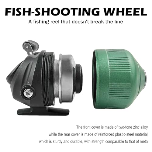 Spincast Fishing Reel, All-Metal Gears, Easy to Use Push Button Casting Design, Changeable Right/Left-Hand Retrieve - color: Green-Black