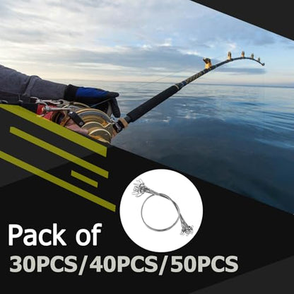 QISHUO Steel Swivel Fishing Leaders Freshwater Wire Stainless Fishing Leader Saltwater Fishing Rigs Wire Leaders Lures White Nickel - color: Silver, size: Size #6 (11.8in-70lb) 30pcs