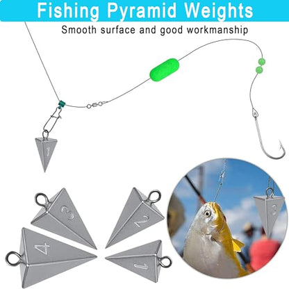 Pyramid Sinkers for Surf Fishing – Lead Fishing Weights, No-Roll Bottom Hold - style: 2oz - 8pcs