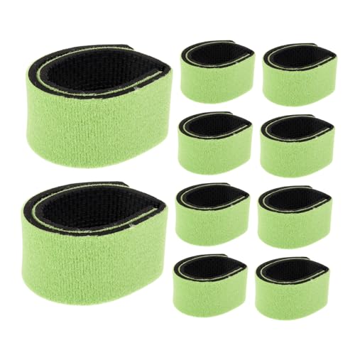 TOYANDONA 10pcs Elastic Fishing Rod Straps with Anti-Slip Green Bands (30x250mm) for Secure Casting and Spinning Rod Tie, Outdoor Pole Holder Accessories for Boat and Deck Use