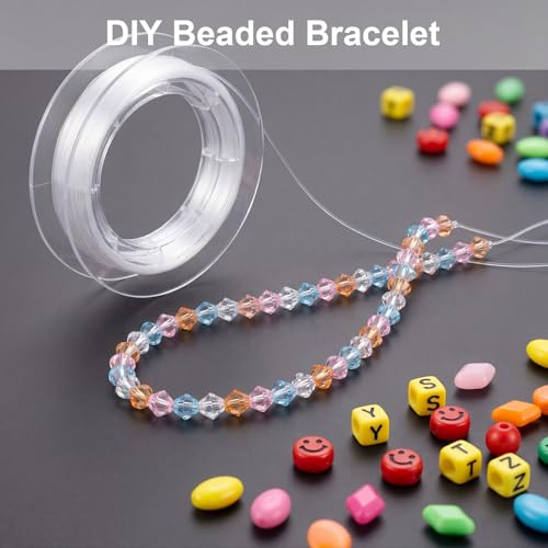 Tatuo 218 Yards/ 654ft Clear Fishing Line 0.25mm Nylon Invisible Thread String for Hanging Christmas Ornaments, Bracelet Making, Sew Hobby, Clear Beading Thread with Bead Needle - size: 0.25mm