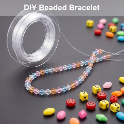 Tatuo 218 Yards/ 654ft Clear Fishing Line 0.25mm Nylon Invisible Thread String for Hanging Christmas Ornaments, Bracelet Making, Sew Hobby, Clear Beading Thread with Bead Needle - size: 0.25mm