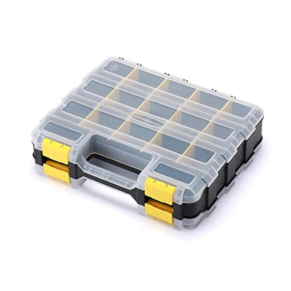 MIXPOWER 34-Compartment Double Sided Organizer with Impact Resistant Polymer and Customizable Removable Plastic Dividers, storage and carry, Black/Yellow - size: 12.5-inch-Yellow