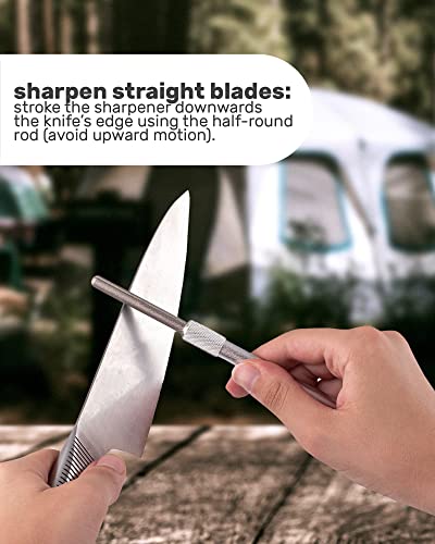 Wamery Serrated Knife Sharpener - Retractable Diamond Rod Pocket Sharpener for Serrated & Straight Blades - Multifunctional Sharpening Tool for Outdoor Kitchen Fishing Hunting (Silver) - color: Silver