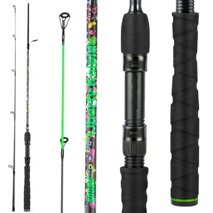 SOUGA Fishing Rod, Liberty Kaleido Carbon Spinning & Casting Rod, 2 Piece Medium Action Bass Trout Rod with SIC Ceramic Guides, EVA Grip, Reel Seat, Hook Keeper, 5.6 & 6ft, 4-14lb Line - size: 5.5 Feet