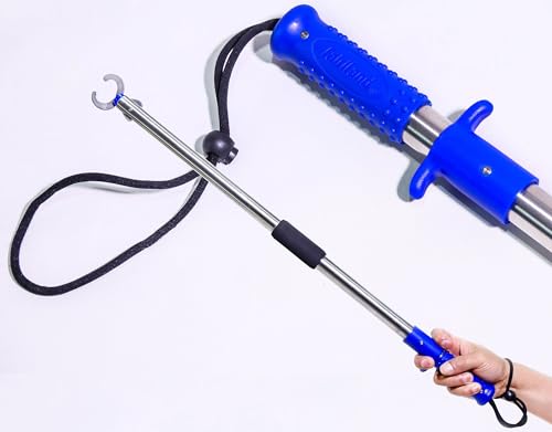 Heavy-Duty Fish Gripper – Extra-Long Stainless Steel Grabber with Non-Slip Handle, Wrist Lanyard & Storage Bag for Secure Fish Handling in Freshwater & Saltwater - color: 80cm/31.5in(2.6ft) Blue
