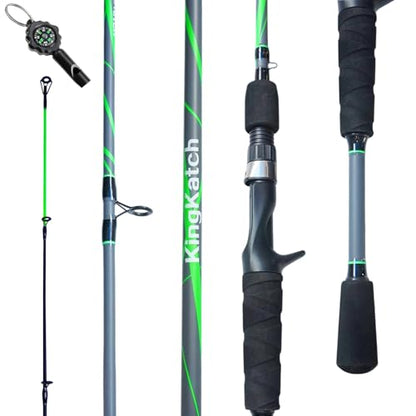 Spinning & Casting Fishing Rod, Durable Carbon & Glass Composite Blank, ML Power, Ceramic Guides, Fluorescent Strike Tip, Split Handle, Gift-Ready, Freshwater/Saltwater - size: LTWQB198-6'6"