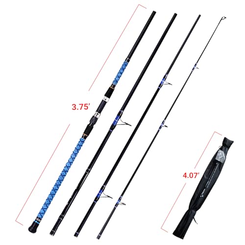 Fiblink Surf Spinning Fishing Rod Carbon Travel Surf Rod 2 Piece/3 Piece/4 Piece Spinning Fishing Rod 9'/10'/11'/12'/15' - style: 4pc 15ft---spinning