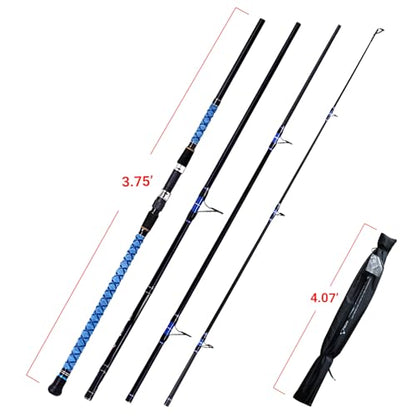 Fiblink Surf Spinning Fishing Rod Carbon Travel Surf Rod 2 Piece/3 Piece/4 Piece Spinning Fishing Rod 9'/10'/11'/12'/15' - style: 4pc 15ft---spinning