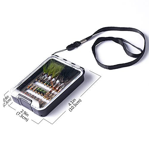 BASSDASH Fly Fishing Flies Kit Fly Assortment Trout Bass Fishing with Fly Box with Dry/Wet Flies, Nymphs, Streamers, Popper - style: 33pcs Barbed and Barbless Trout Flies