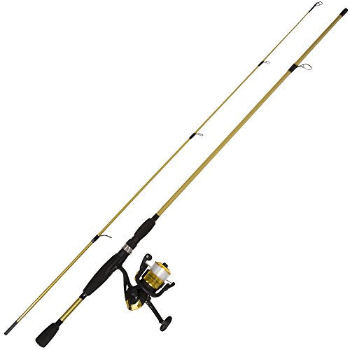 Fiberglass Fishing Pole - Strike Series 78-Inch Collapsible Rod and Spinning Reel Combo, EVA Handle, Pre-Spooled Reel, Fishing Gear for Catching Walleye, Bass, Trout, and More by Wakeman - color: Trophy Gold
