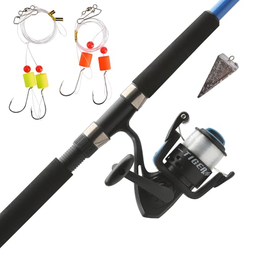 Shakespeare Spinning Reel and Fishing Rod Combo - color: Tiger Surf, size: 50 Size Reel - 9' - Medium Heavy - 2pc