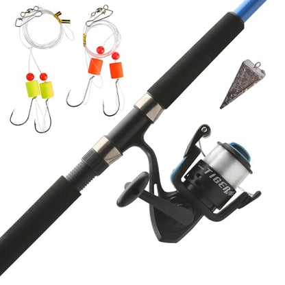 Shakespeare Spinning Reel and Fishing Rod Combo - color: Tiger Surf, size: 50 Size Reel - 9' - Medium Heavy - 2pc