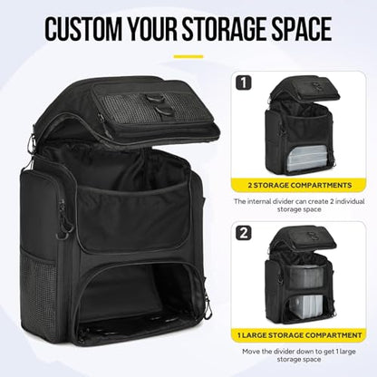 Fishing Backpack with Rod Holder, Durable Waterproof Fishing Bag, 42L Large Capacity Tackle Box Backpack (Black) - color: Black