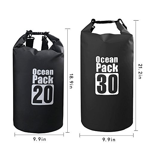 Dry Sack/Floating Waterproof Bag 2L/5L/10L/20L/30L for Boating, Kayaking, Hiking, Snowboarding, Camping, Rafting, Fishing and Backpacking - color: Black, size: 20L