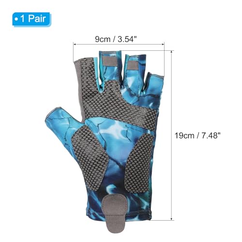 Fishing Gloves, 1 Pair Breathable Fingerless Sun Protection Gloves for Men Women Kayaking Rowing Cycling Hiking, Blue (M Size)
