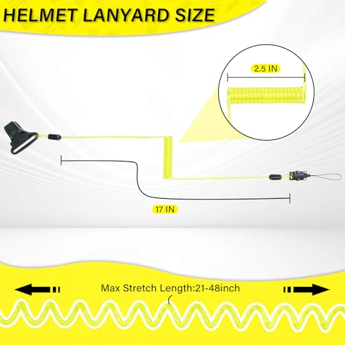 MELOTOUGH Coiled Lanyard,Hard Hat Lanyard with Clamp End,No Snag Design for Hard Hat,Weight Capacity 2lbs - color: Yellow
