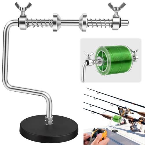 Magnetic Fishing Line Spooler Tool - Portable Adjustable Reel Winder for Spinning Casting Reels. Aluminum Alloy Spooling Station System for Metal Surfaces in Boat, car, Garage Use