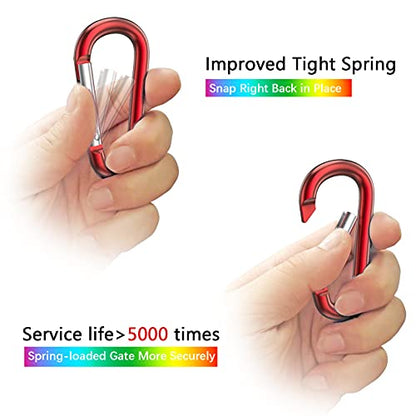 sprookber 3" Aluminum Carabiner D Ring, Caribeener Clips, Spring Snap Hook for Keychain Clip, Set of 10 - color: Blue,Red