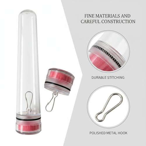 Collapsible Fishing Float Storage Tube - Clear Polyester Tackle Organizer with Hanging Hook, 31.5 Inch Bobber Bag for Space-Saving Gear Protection (1 Pack)