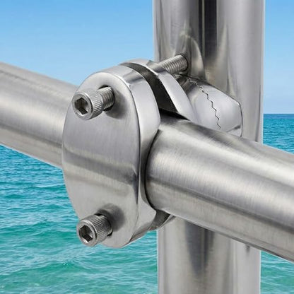 4Pcs Stainless Steel Fishing Rod Holder, Adjustable Rail Mount Clamp-On Fits 7/8"-1" Rails – Heavy Duty Fishing Pole Holder for Boat Kayak Pontoon