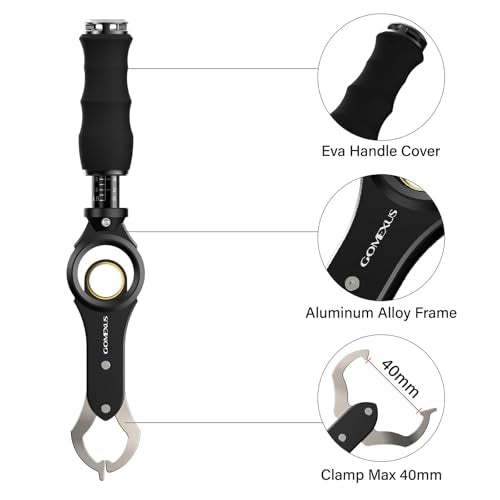Gomexus Fish Lip Gripper with Scale,Max 40lbs Scale,for Safe Handling Fish,Easy Hook Removal-Ideal Fishing Gifts for Men - color: Blue